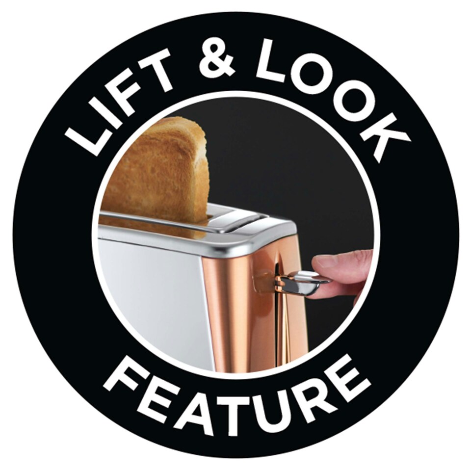 image 1 of Russell Hobbs Luna 2 Slice Toaster, Long Slot - Copper