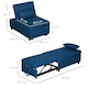 image 7 of HOMCOM Folding Sofa Bed Adjustable Single Sleeper w/ Pillow Side Pocket, Blue