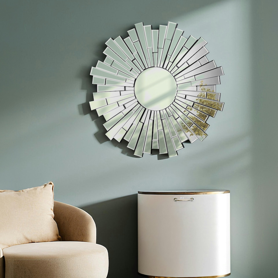 image 1 of Glitzy Circular Wall Mirror Silver
