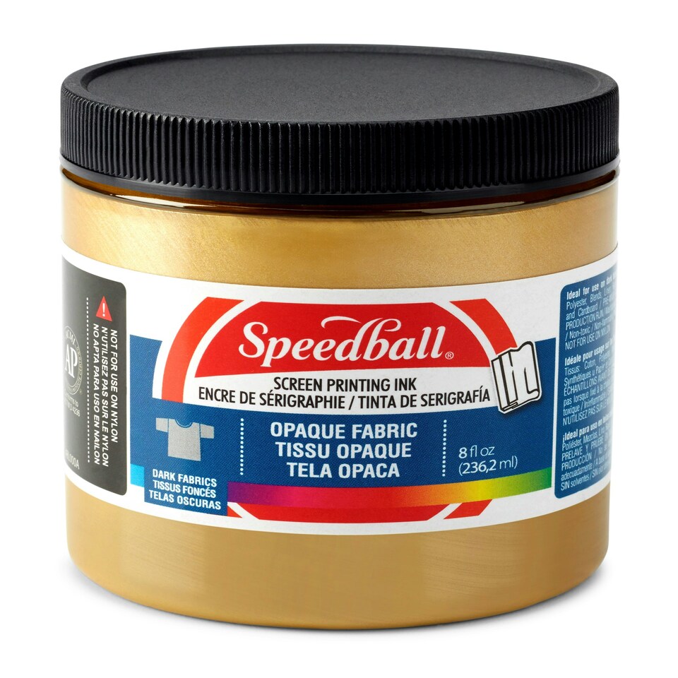Speedball Opaque Fabric Screen Printing Ink, Gold, 8oz