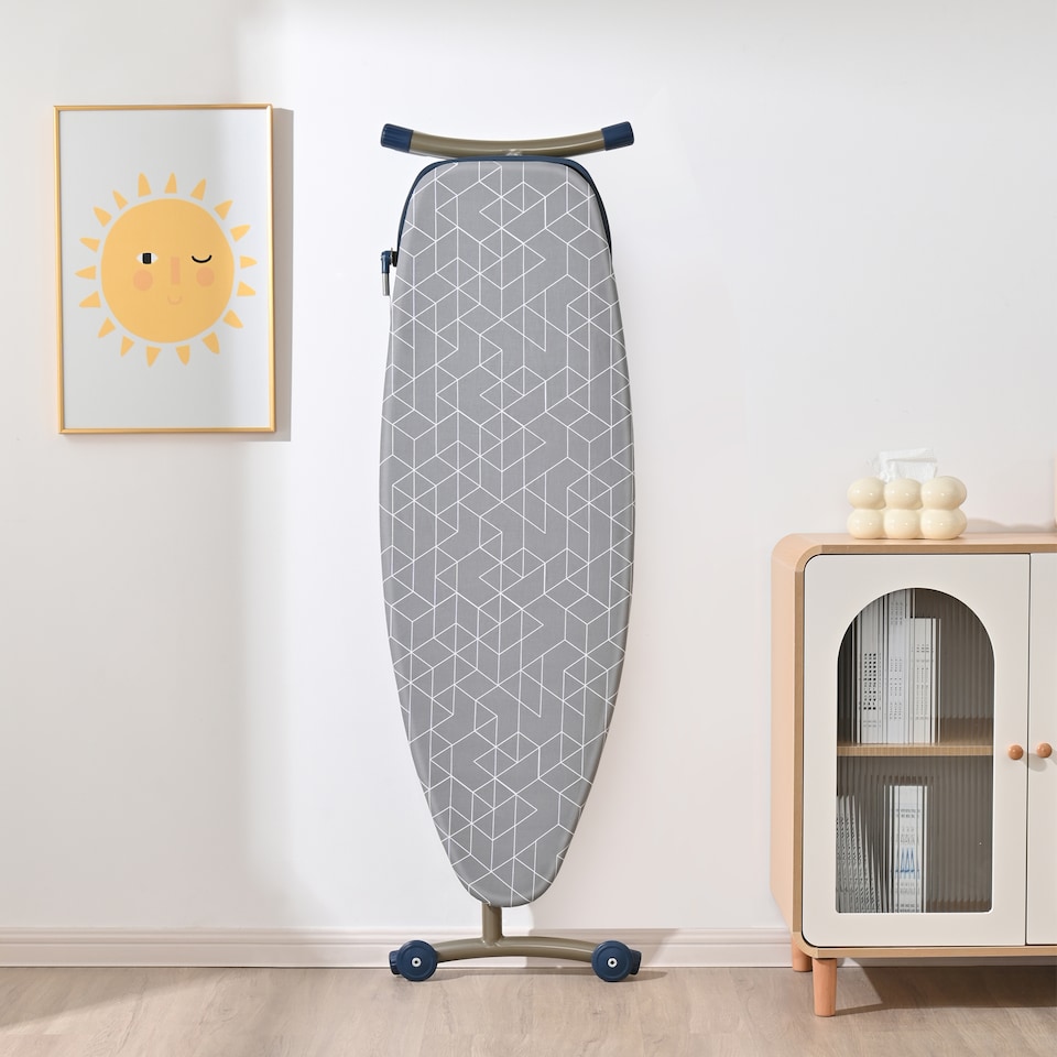 image 1 of Ironing Board with Steam Generator Iron Tray Retractable Iron Rest & Cable Holder Extra Thick Padded Reversible Cover
