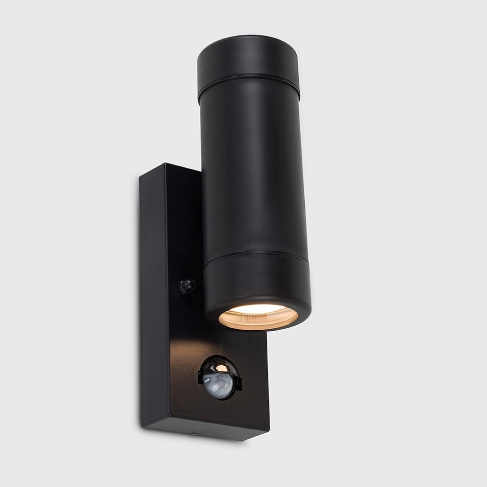 image 1 of ValueLights Black IP44 Rated Outdoor Garden Up Down Wall Light With PIR Motion Sensor