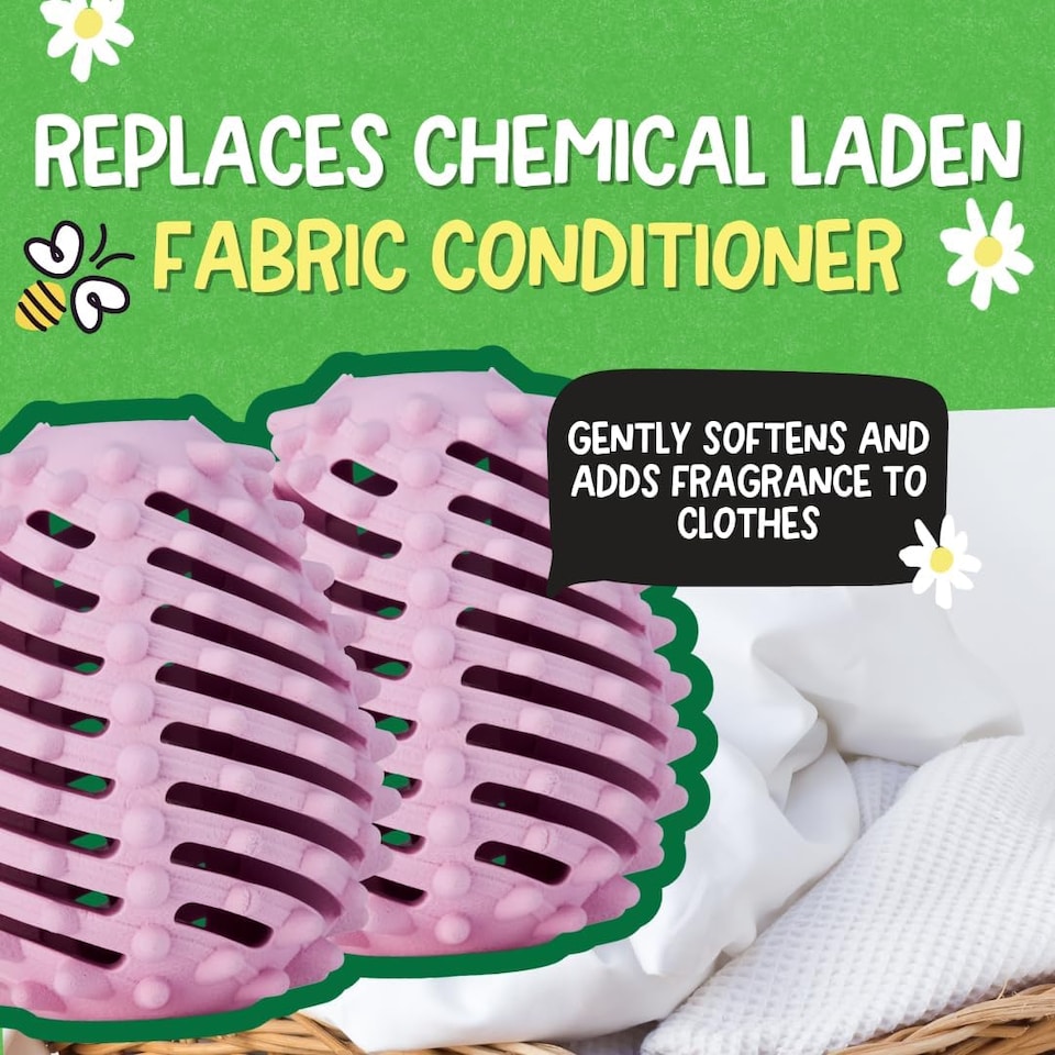 image 1 of Ecoegg Dryer Balls | Spring Blossom | Reduces Drying Time | Tumble Dryer Balls Replacement | Freshens and Softens Clothes | Hypoallergenic | 2 Eggs | Scent Boosters
