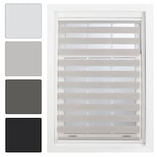 FURNISHED Day and Night Roller Blinds Zebra Window Shades Made to Measure (W)180cm x (L)165cm | Grey | Grey | (W) 180cm x (L) 165cm