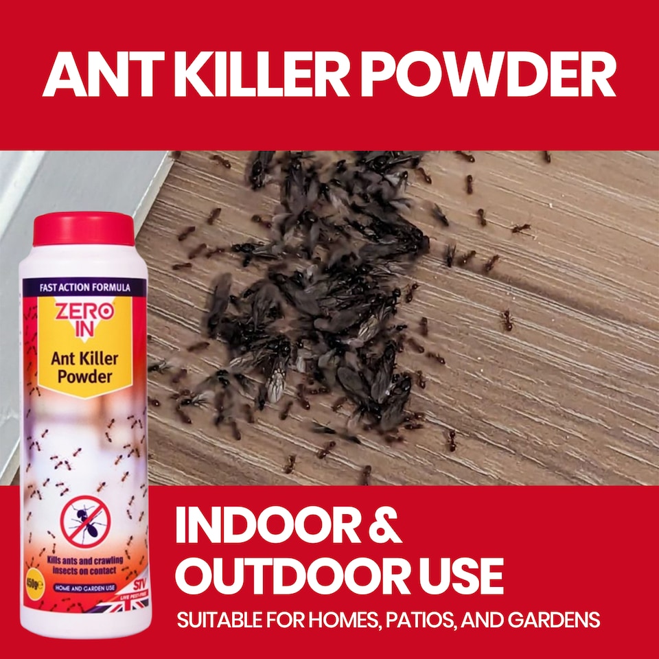 image 1 of Zero In Ant Killer Powder 450g Pack of 2 Crawling Insect Control Ant Cockroach Woodlice Earwig Indoor Outdoor Powder Treatment
