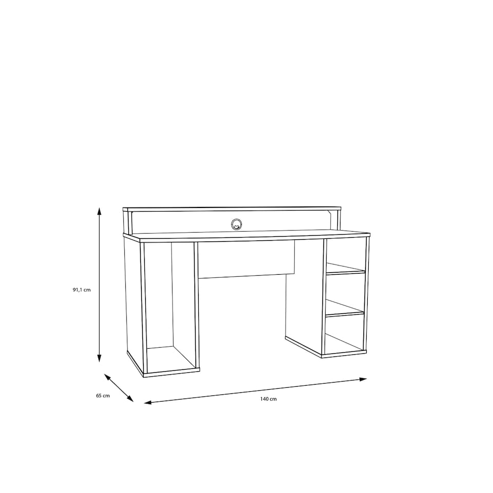 image 1 of Tezaur Black Gaming Desk with Colour Changing LED