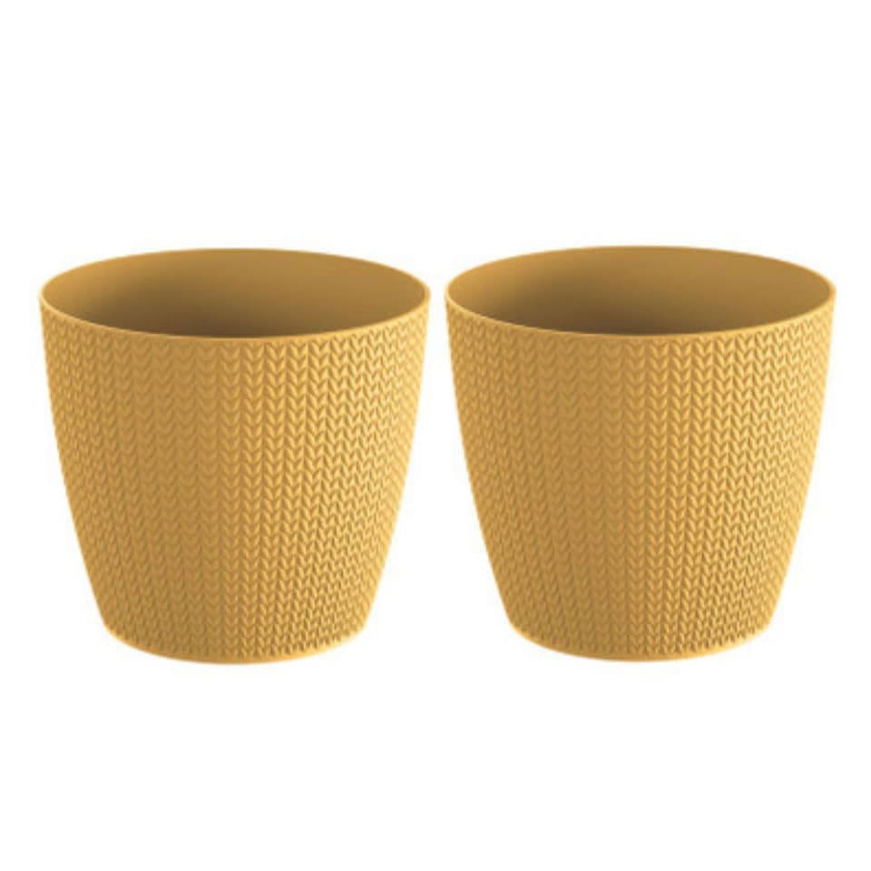 image 1 of WHEATY Round Flower Pot - 16.7x18.9x18.9cm | Yellow | Yellow & Set of 2 | 2