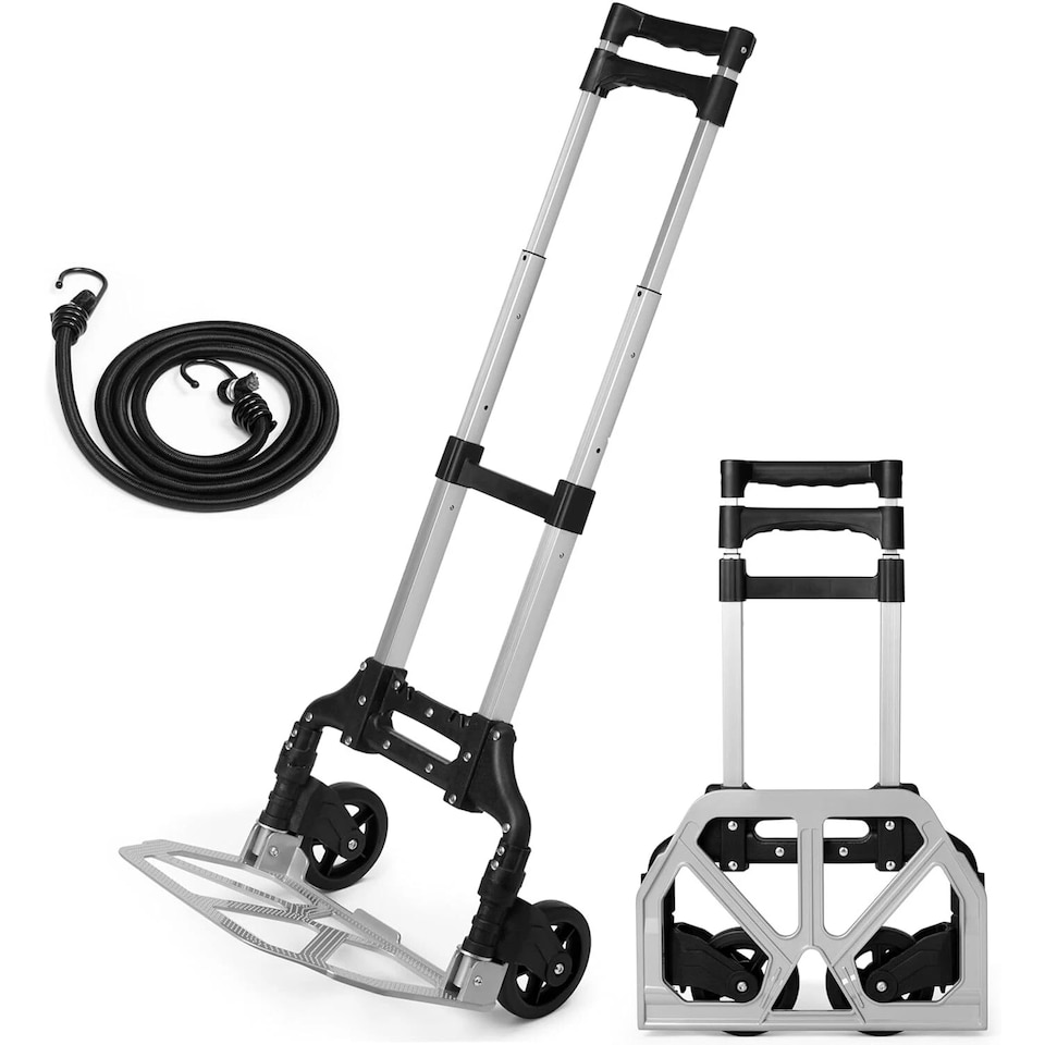 TUFFMATE 80kg Folding Aluminium Sack Truck - Lightweight Telescopic Hand Cart & Bungee Cord