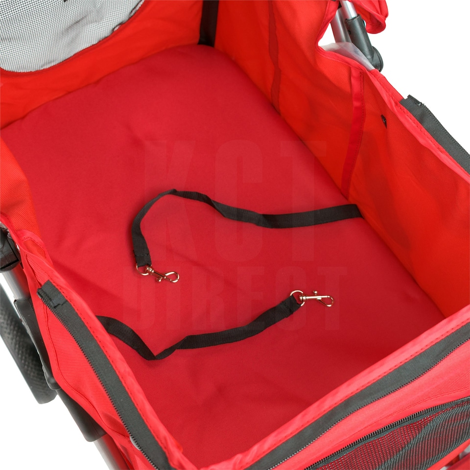 image 1 of KCT Red Pet Stroller with Rain Cover Red
