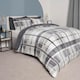 image 4 of OHS Check Printed Teddy Fleece Duvet Cover and Pillowcase Set, King - Charcoal