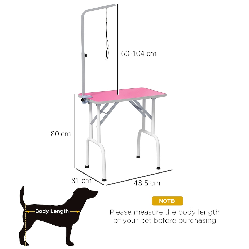 image 1 of PawHut Foldable Dog Grooming Table Adjustable Arm 81x49x80 cm