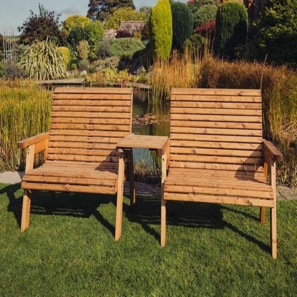image 1 of Valley 4 Seat Set 2X2B Straight Tray - Timber - L100 x W280 x H95 cm - Garden Furniture - Fully Assembled