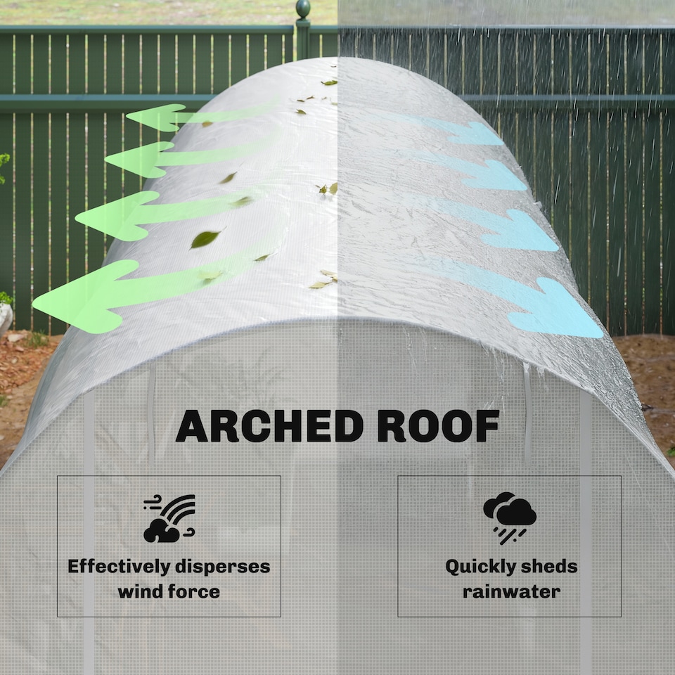 image 1 of Outsunny Large Walk-in Greenhouse Poly Tunnel Galvanised Garden Plants Grow Tent