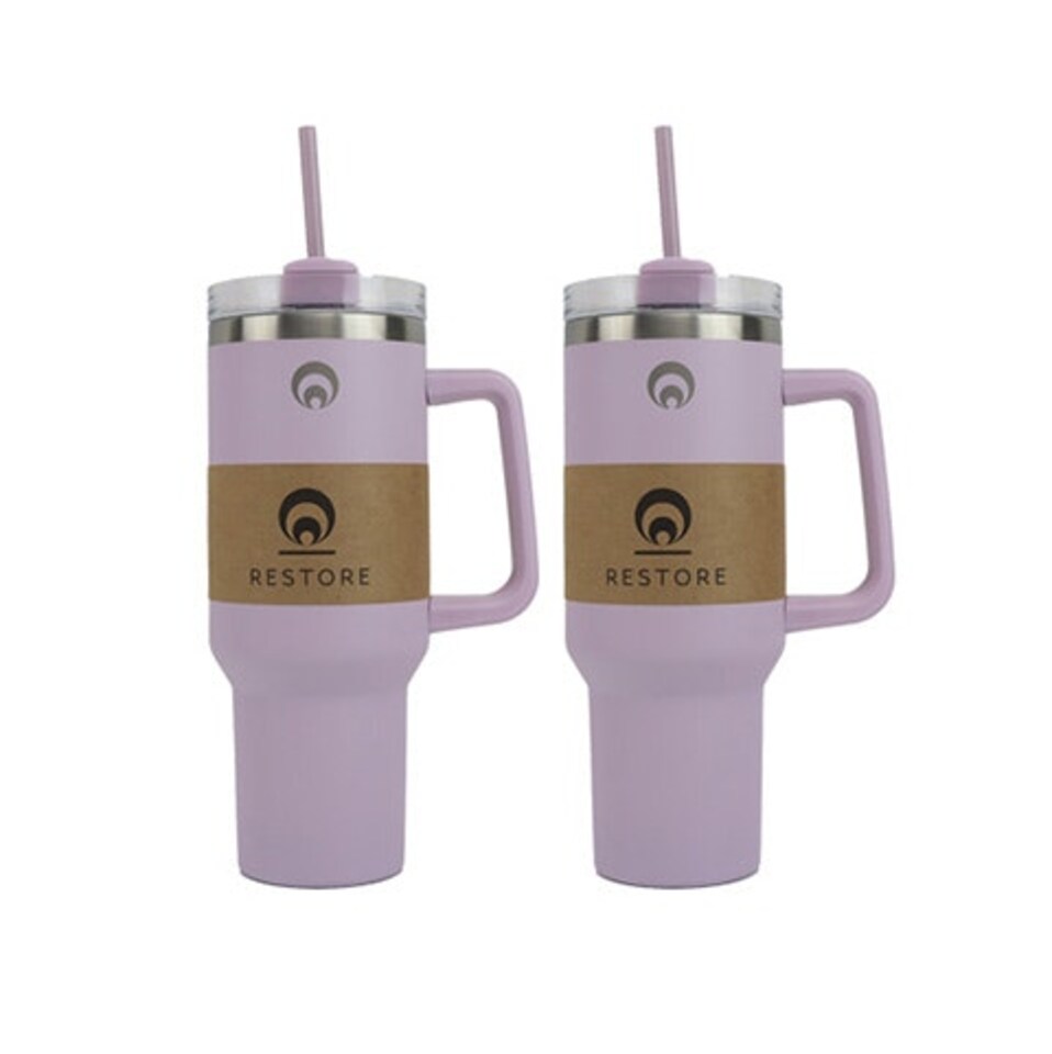 image 1 of Restore Roomy Stainless Steel XL Hydration Mug 1L Lilac 2 Pack
