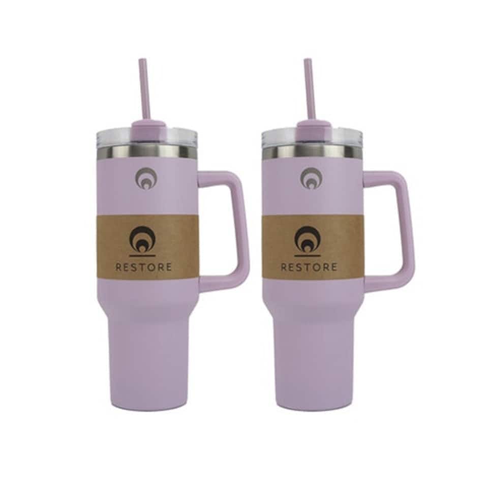 image 1 of Restore Roomy Stainless Steel XL Hydration Mug 1L Lilac 2 Pack