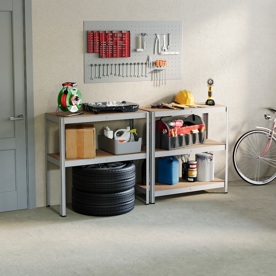 image 1 of Home Vida 5 Tier Garage Shelf Heavy Duty Boltless Shelving Storage Unit, Galvanised