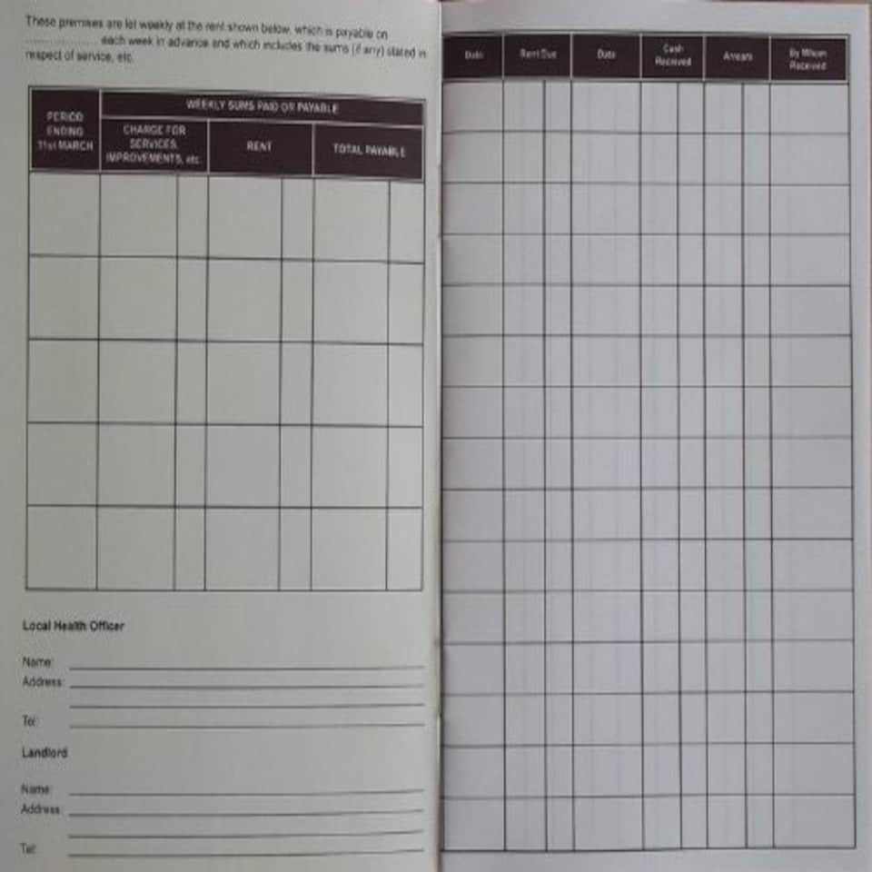 image 1 of Rent Book 16 Page Protected Or Statutory Tenancies Book (C235)