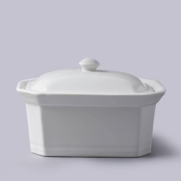 WM Bartleet & Sons Porcelain Terrine Butter Dish with Lid 18cm in White