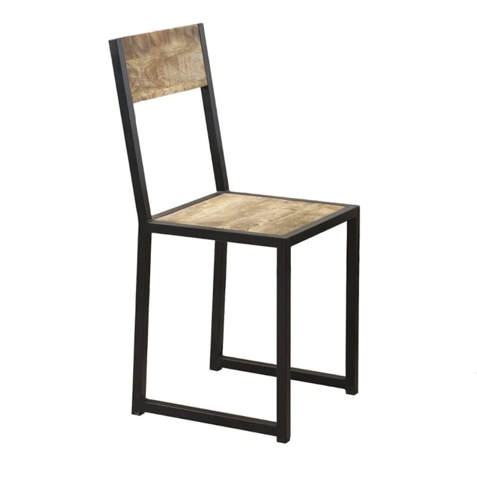 image 1 of Cosmo Industrial Dining Chair (Set of 2) - Solid Mango Wood/Metal - L40 x W40 x H90 cm | Brown
