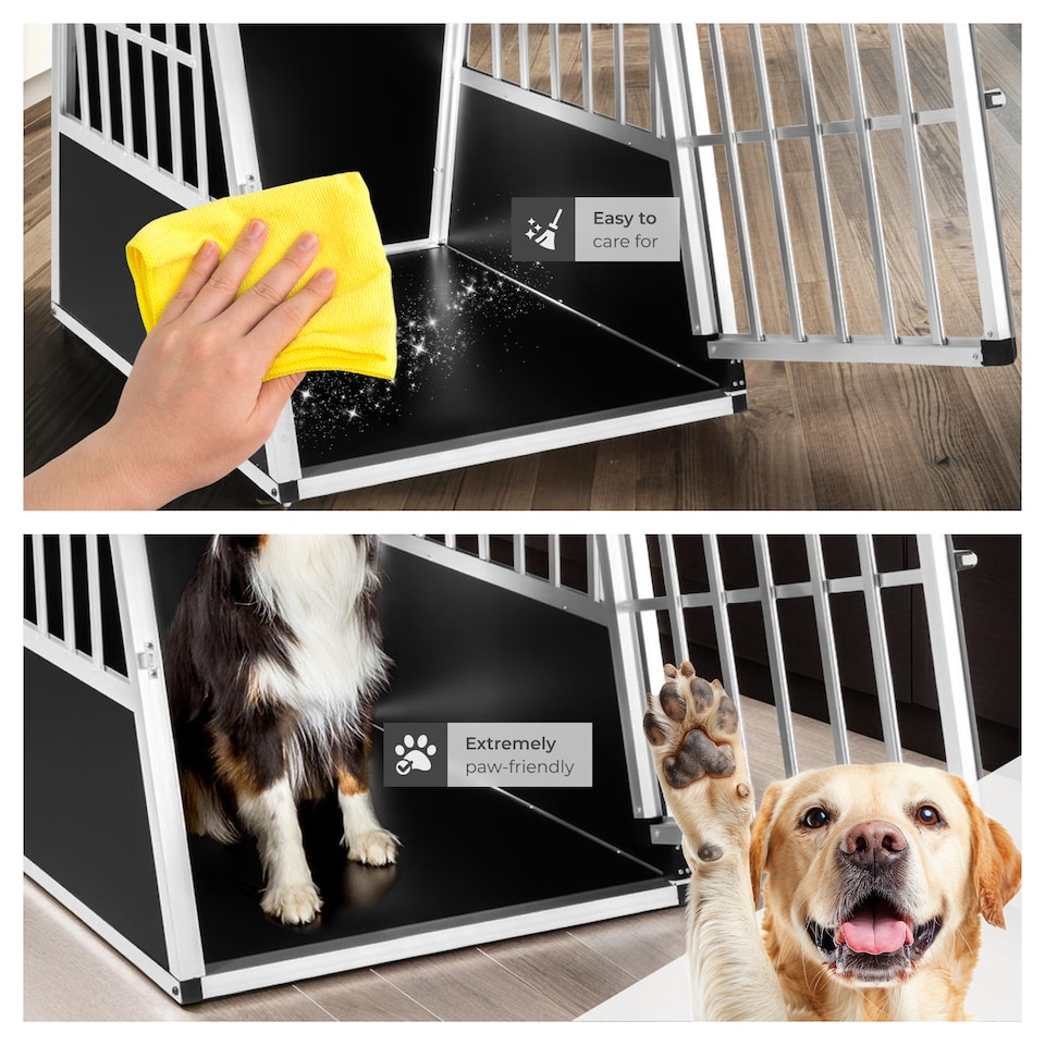 image 1 of Dog Crate - aluminium, angled back wall, lockable, 66 x 90 x 69.5 cm