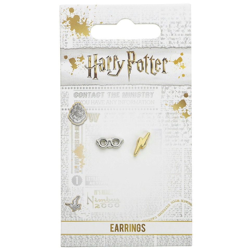 image 1 of Official Harry Potter Lightning Bolt and Glasses Stud Earrings