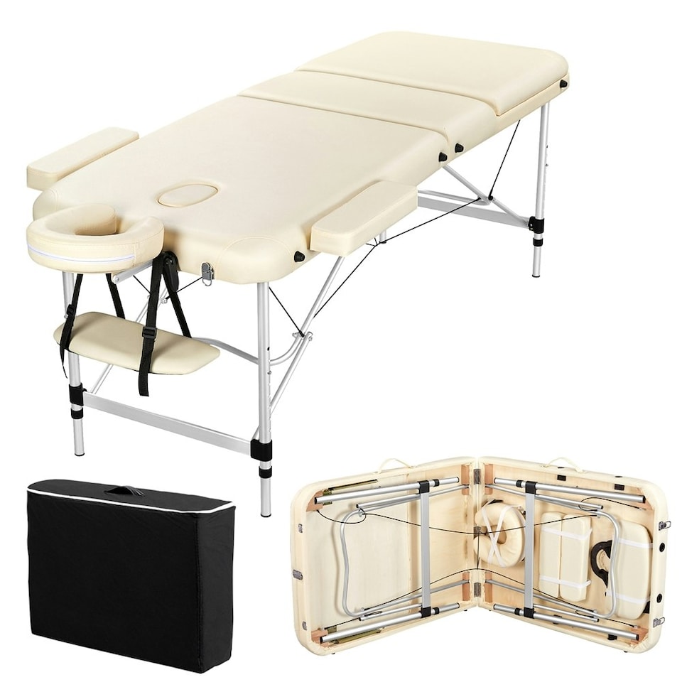 image 1 of Yaheetech Adjustable 3 Fold Massage Bed with Headrest and Hand Pallet