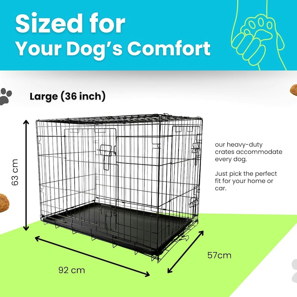 image 1 of Straame 36" Folding Metal Dog Crate Black