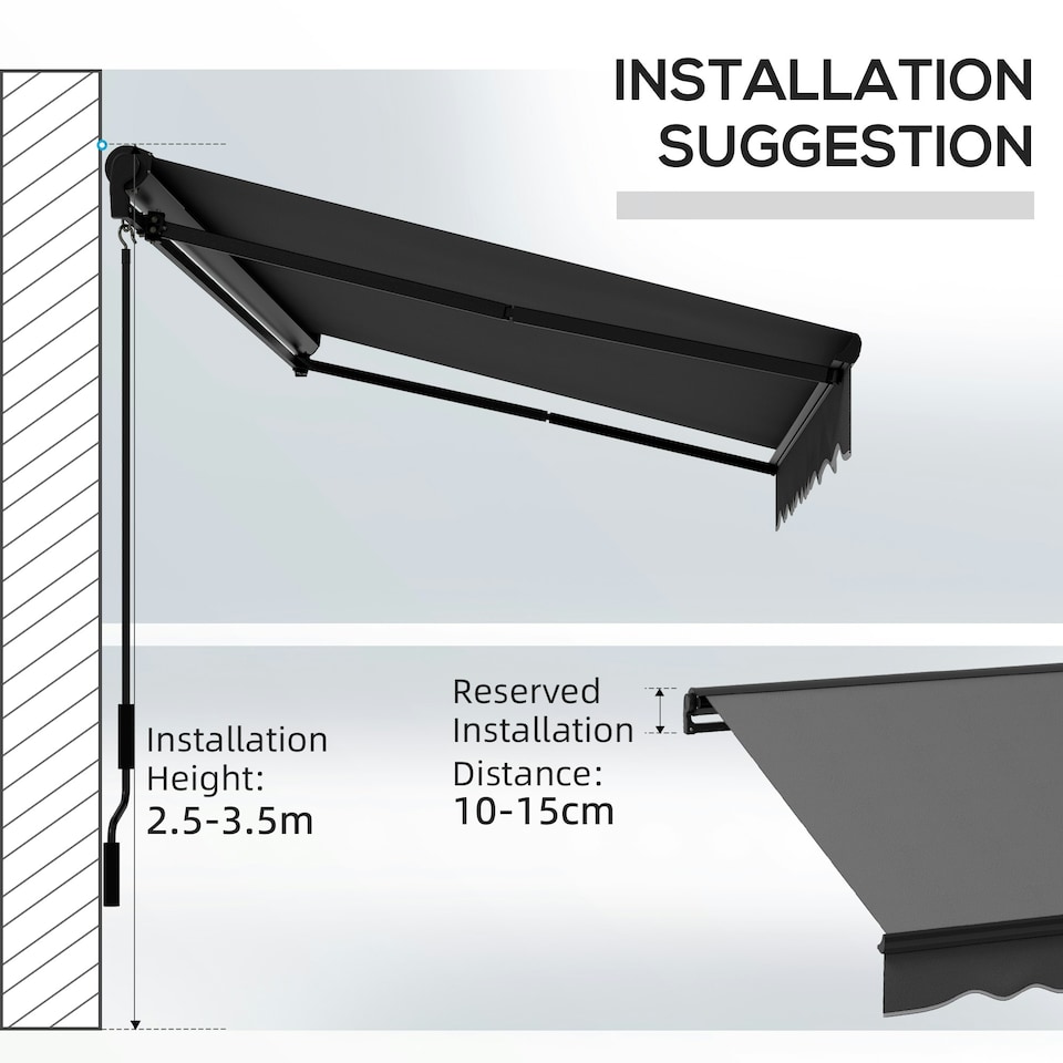 image 1 of Outsunny 3 x 2m Electric Retractable Awning, Aluminium Frame, Dark Grey
