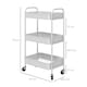 image 7 of HOMCOM 3 Tier Rolling Utility Cart with 3 Mesh Basket, White