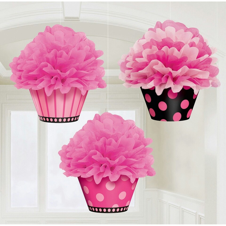 Amscan Deluxe Cupcake Hanging Decoration - Pink/Black - One Size