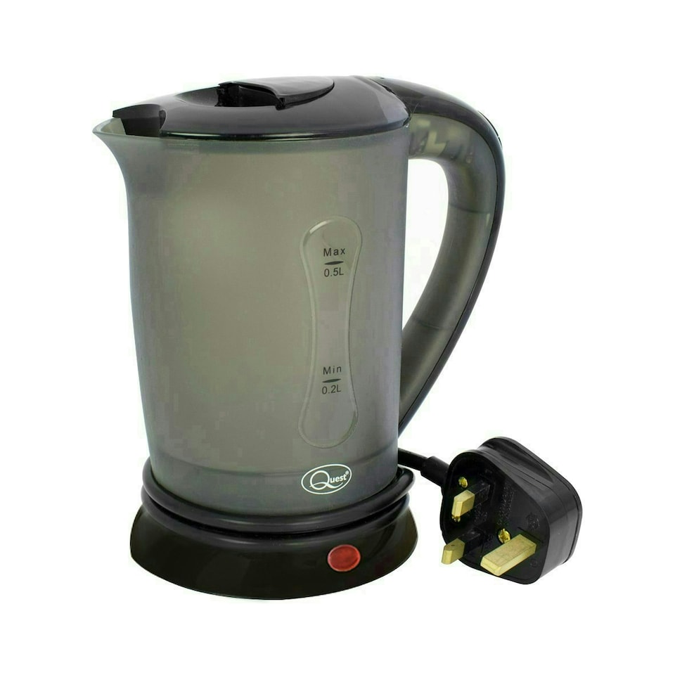 image 1 of Quest 0.5L Travel Kettle With Dual Voltage & 2 Cups - Black