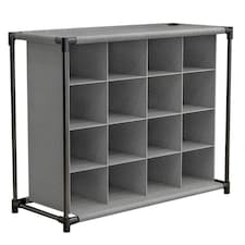 Living and Home 4 Tiers 16-Pair Non-woven Grid Shoes Rack - Grey