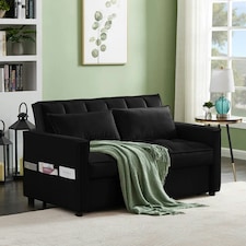 Madrid 2 Seater Loveseat Pull Out Sofa Bed Black