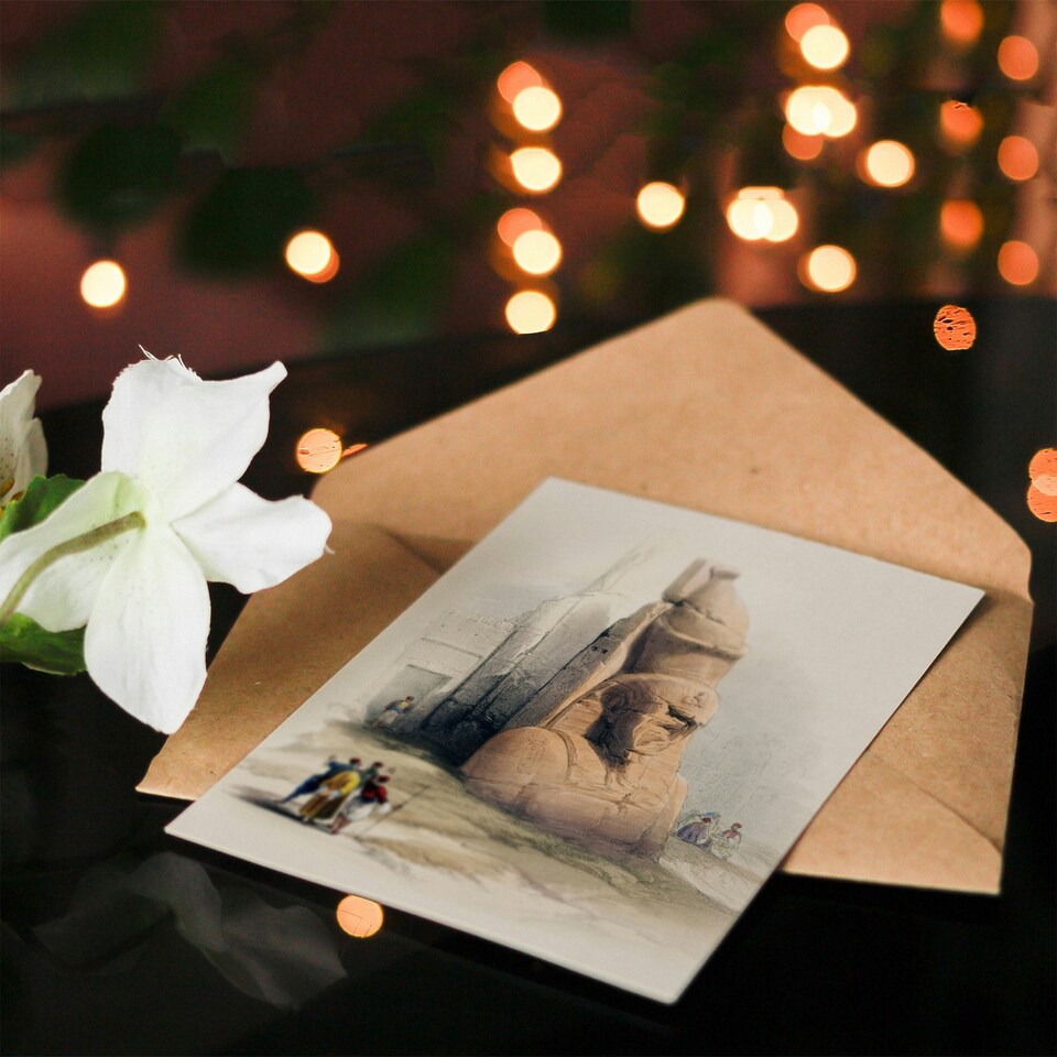 image 1 of David Roberts Art Card Luxor Temple Ramses II Statue