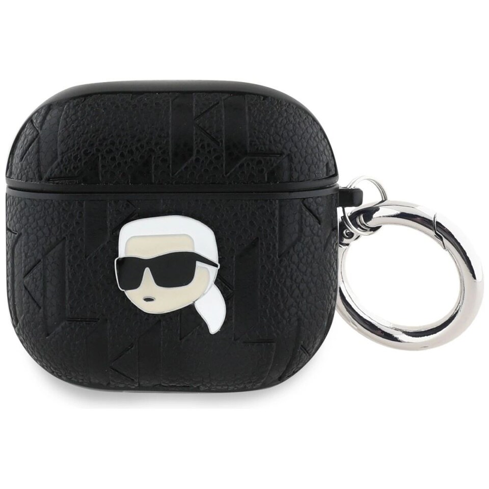 image 1 of Karl Lagerfeld Monogram Karl Head Case for AirPods 4 Black - KLA4PGKIPK