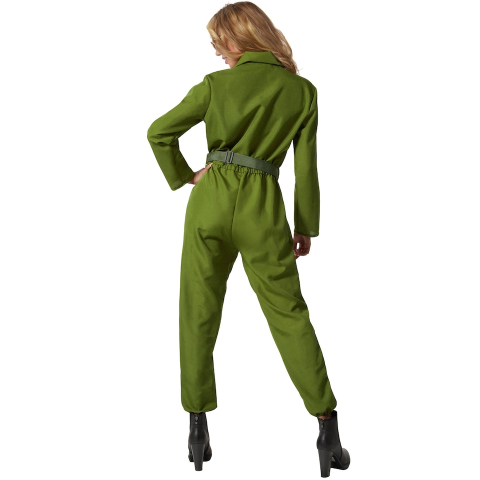 image 1 of Fighter Pilot Costume - womens fancy dress, olive green, military inspired | Green | green | 1