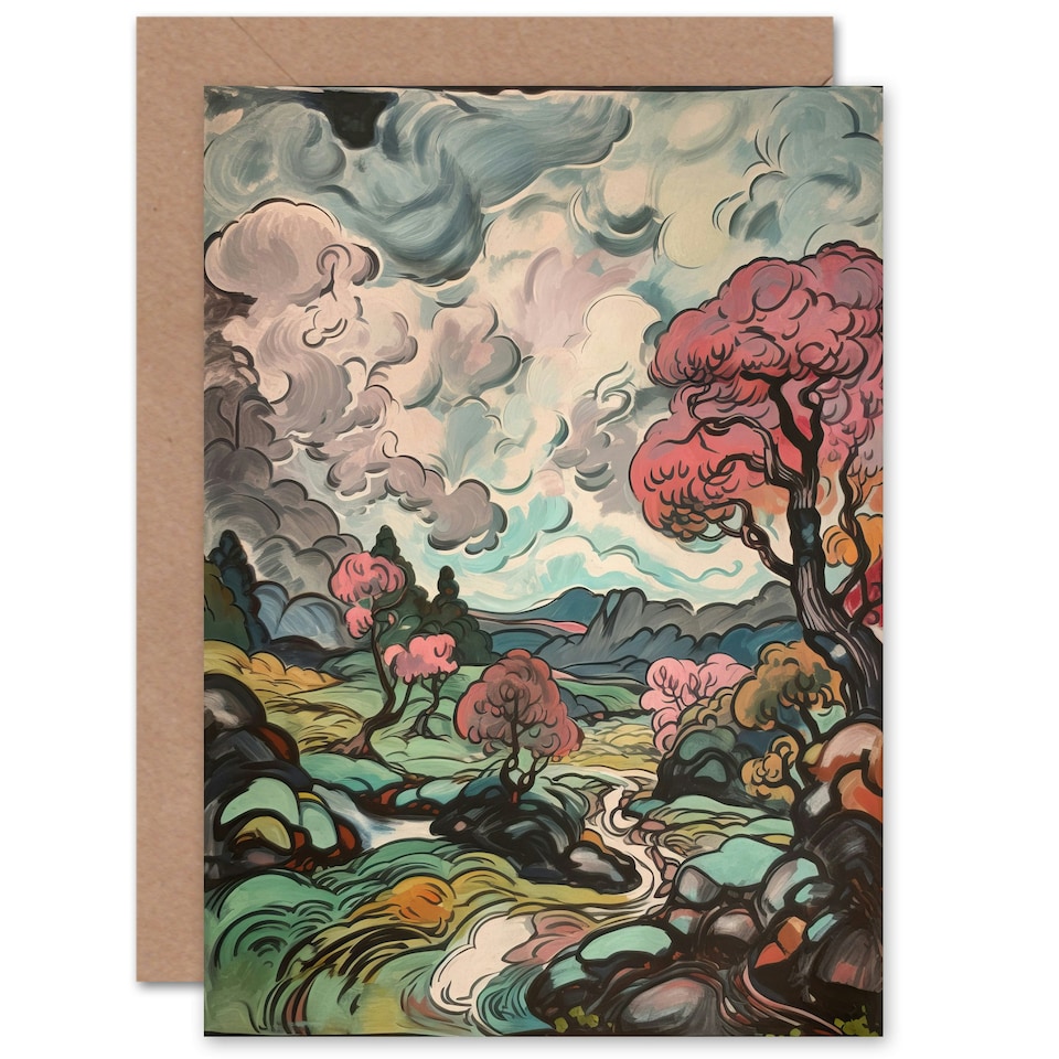 image 1 of Mothers Day Card Pink Tree Landscape For Her Wife Card