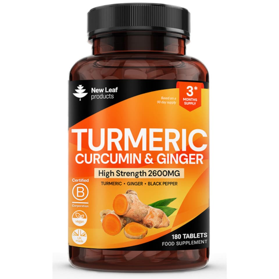 Turmeric Tablets 2600mg Ginger & Black Pepper 180 Capsules