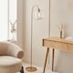 image 2 of Ashcroft Glass Floor Lamp Brushed Aged Brass Plate & Clear Glass E27