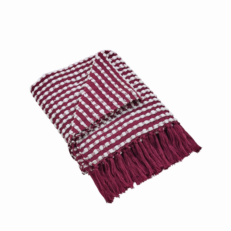 image 1 of Catherine Lansfield Stab Stitch Blanket Throw | Purple | Plum