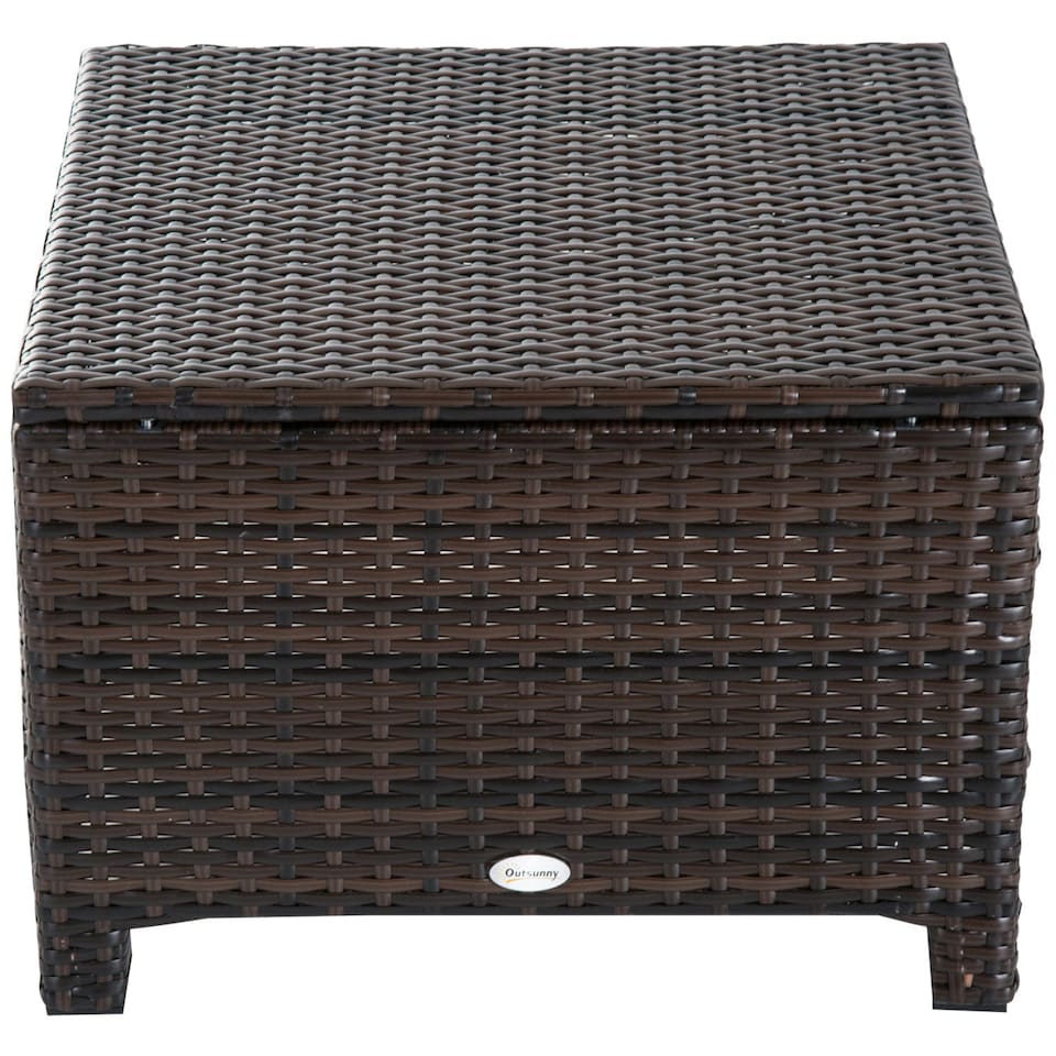 image 1 of Outsunny Rattan Footstool Wicker Ottoman w/ Padded Seat for Backyard Garden