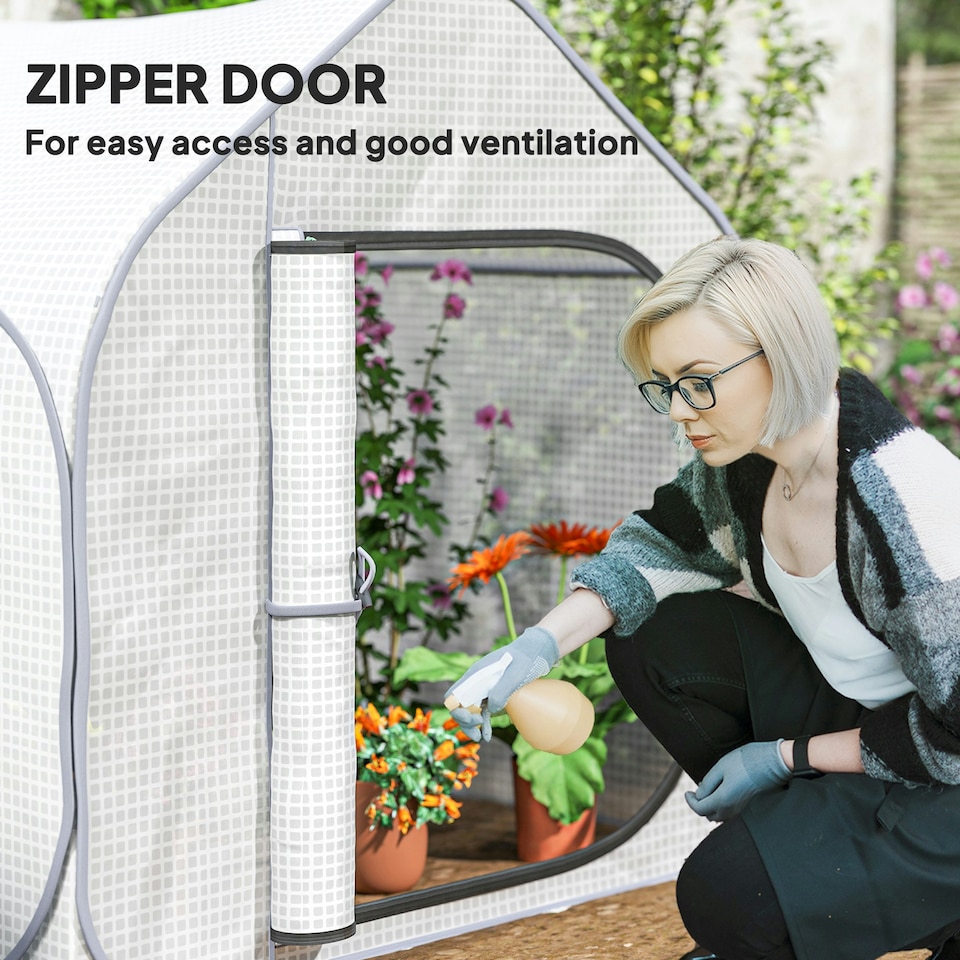 image 1 of Outsunny Mini Pop Up Greenhouse w/ Reinforced PE Cover, Zipper Door, Green