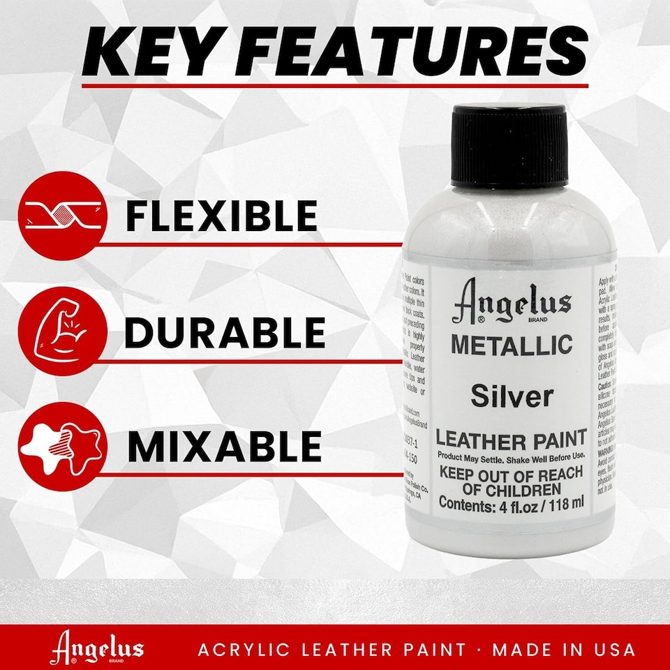 image 1 of Angelus Metallic Leather Paint for Sneaker Customs and Shoes 4oz