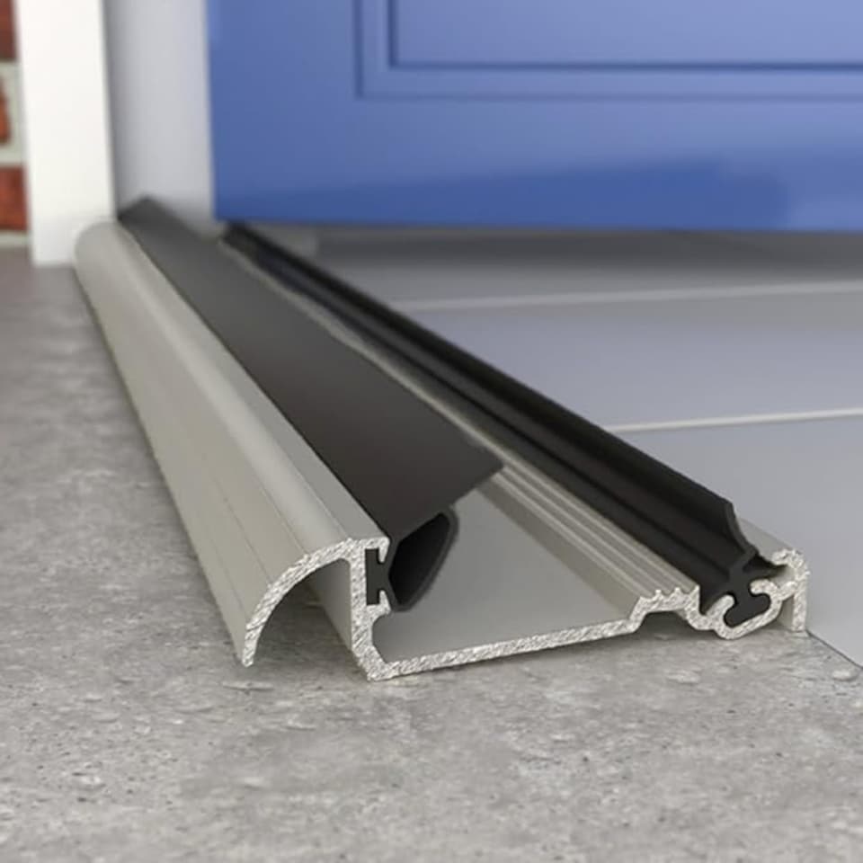 image 1 of Exitex Macclex 15/2 Aluminium Door Threshold Draught Excluder Cill for 44mm Doors, 914mm | Silver