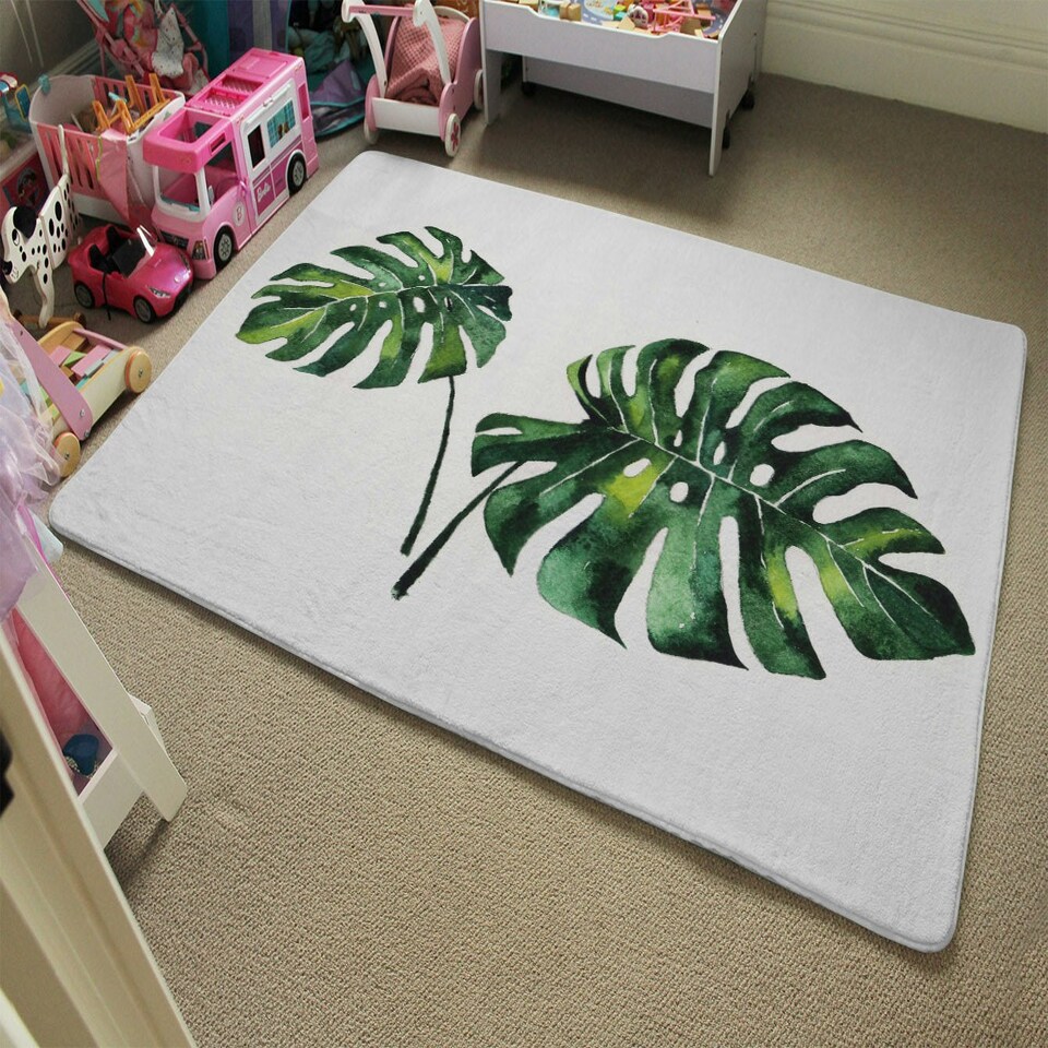 image 1 of Twin Tropical Leaves (Rug) Green | Medium: 80x150cm