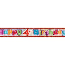 Happy 4th Birthday Prismatic Foil Banner 365cm