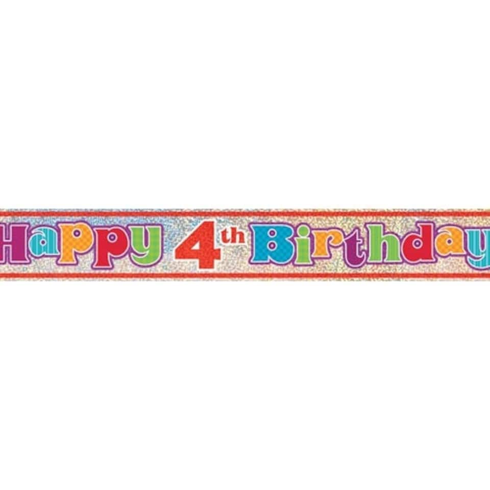 Happy 4th Birthday Prismatic Foil Banner 365cm