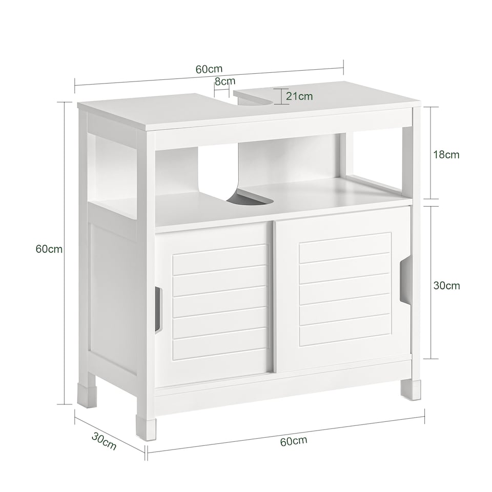 image 1 of SoBuy FRG128-W,Under Sink Bathroom Cabinet with Double Sliding Doors