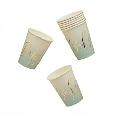 Sage Green Ombre Baby Paper Cups 230ml - Pack of 8