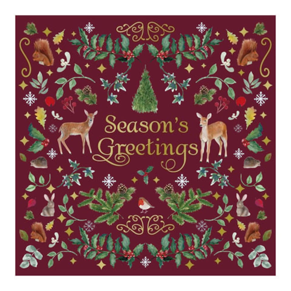 image 1 of Woodland Animal Christmas Embossed Greeting Cards - Pack of 6